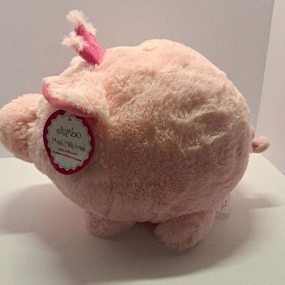 Jumbo Plush Princess Pig Piggy Bank FAB NY Pink Soft Huggable Money Holder - Picture 6 of 11